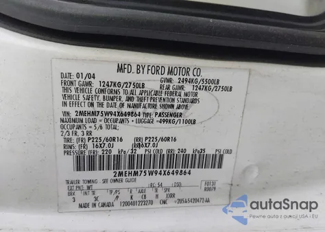 2004 Mercury Grand Marquis Ls z USA, uszkodzony, nr VIN 2MEHM75W94X649864